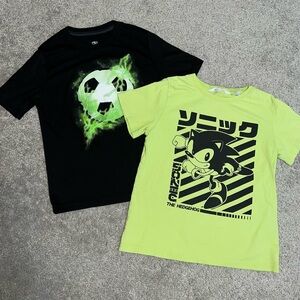 Boys T Shirt Bundle Lime, Black Sonic and Soccer